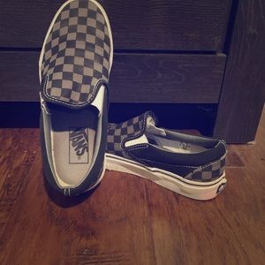 Vans checkered canvas slip on's